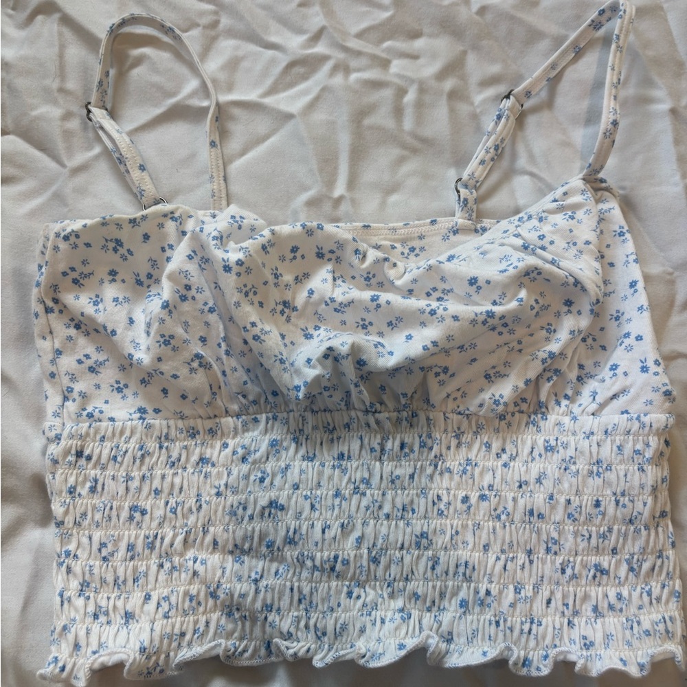 Hollister Blue and White Floral Camisole
